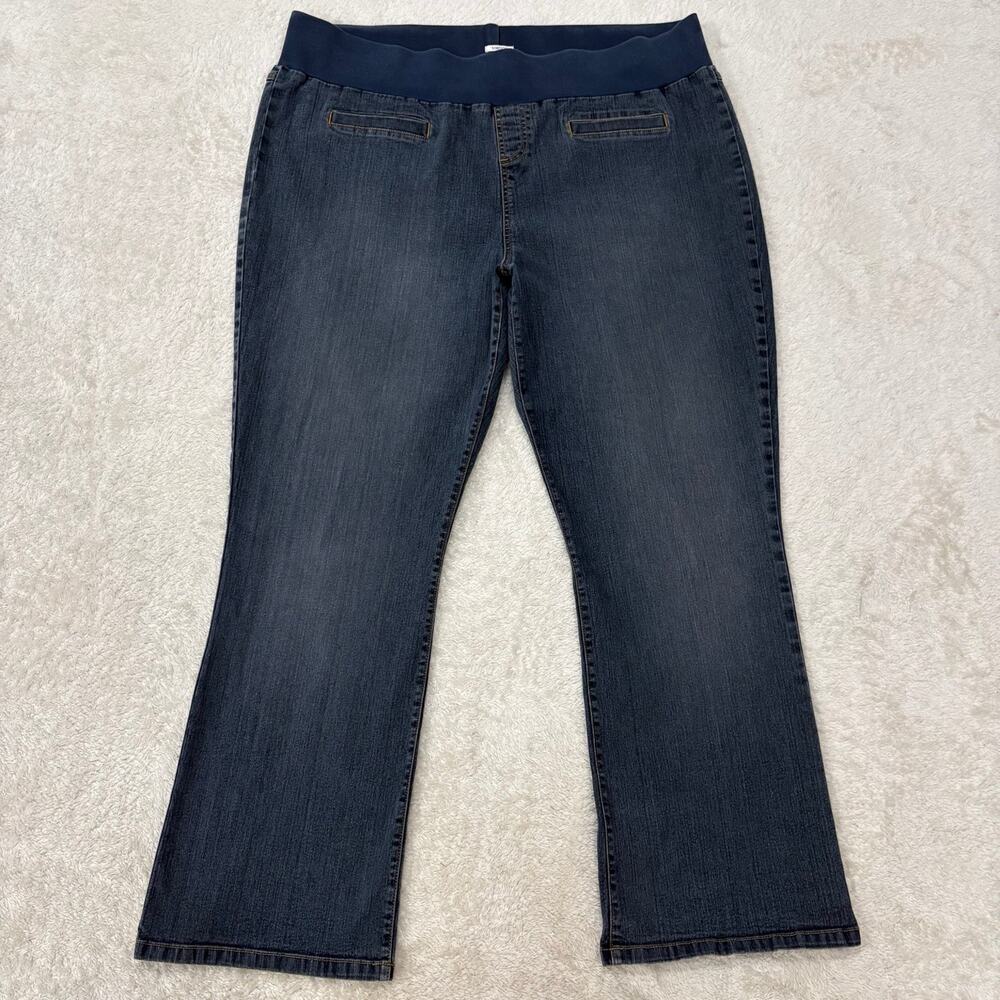 Duo Maternity Womens 2X Blue Stretch Full Panel Bootcut Jeans Plus Size 31”